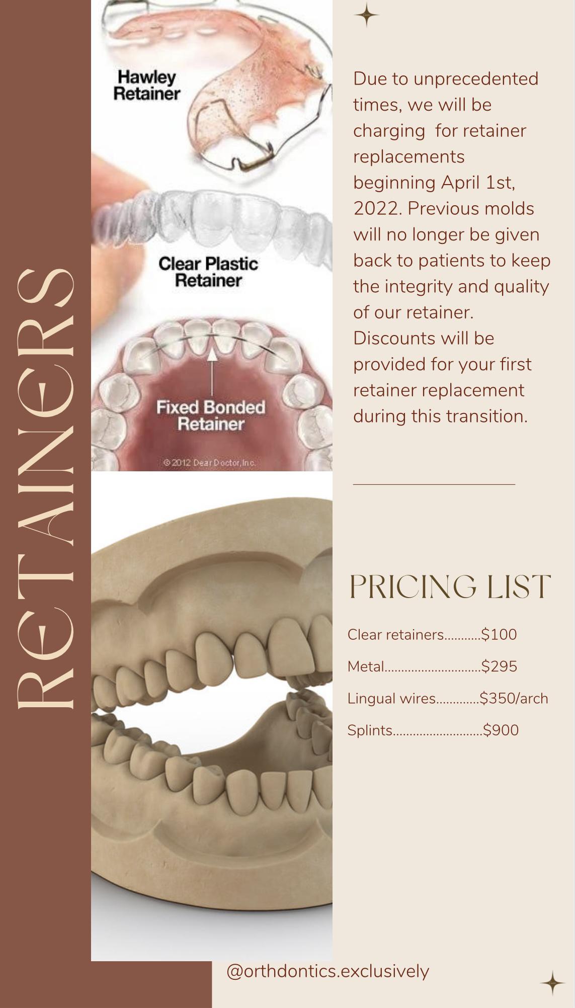 Orthodontic retainer cost